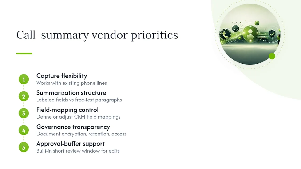 What Should You Look for in a Call-Summary Vendor? — overview diagram
