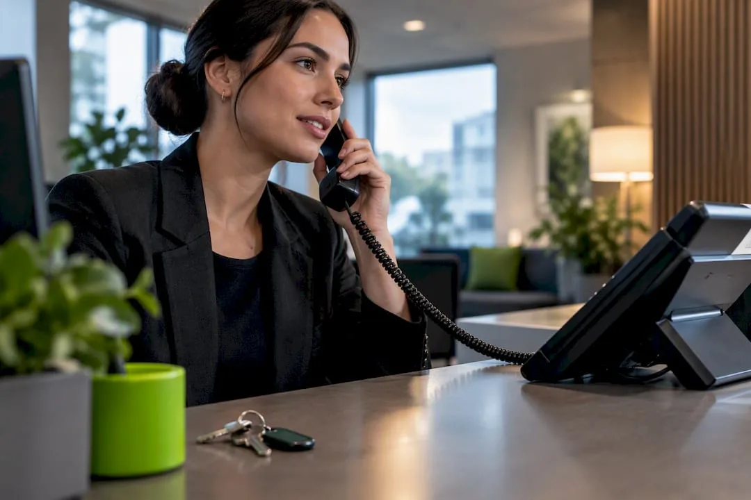 Property manager handling tenant call