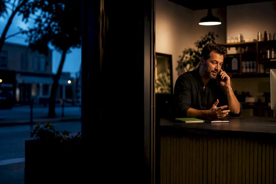 Service owner answering an after-hours appointment call