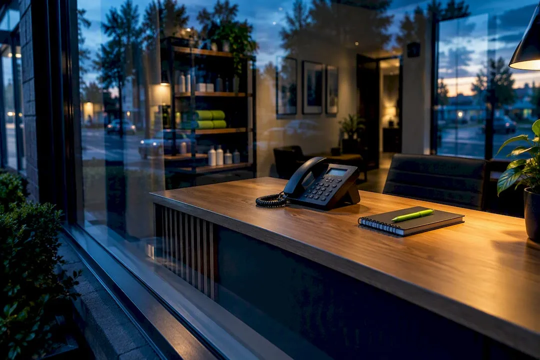 Service office reception ready for after-hours calls