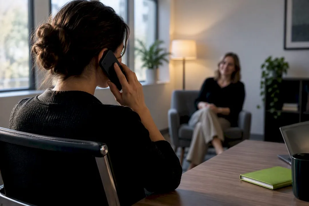 Business owner testing a phone call