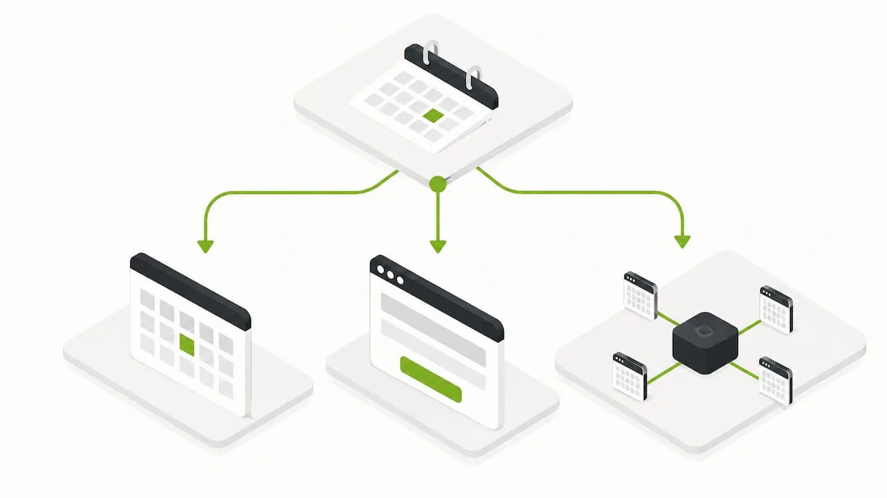 Three calendar booking integration approaches